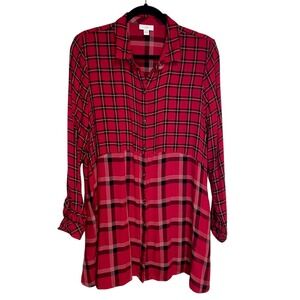 J Jill Red Plaid Tunic Dress.‎ Size Medium.